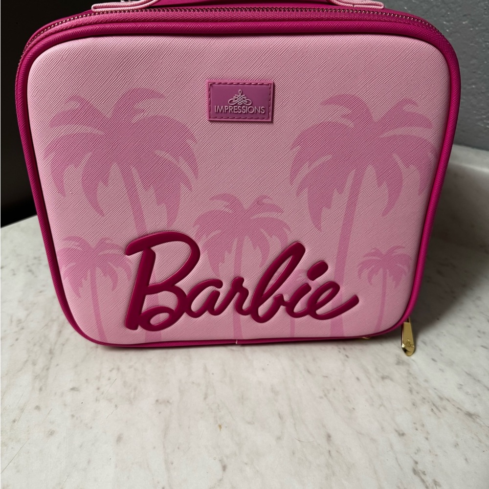 Impressions Pink Cosmetic Bag with Retro-Tropical Design